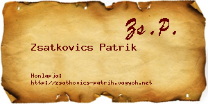 Zsatkovics Patrik névjegykártya